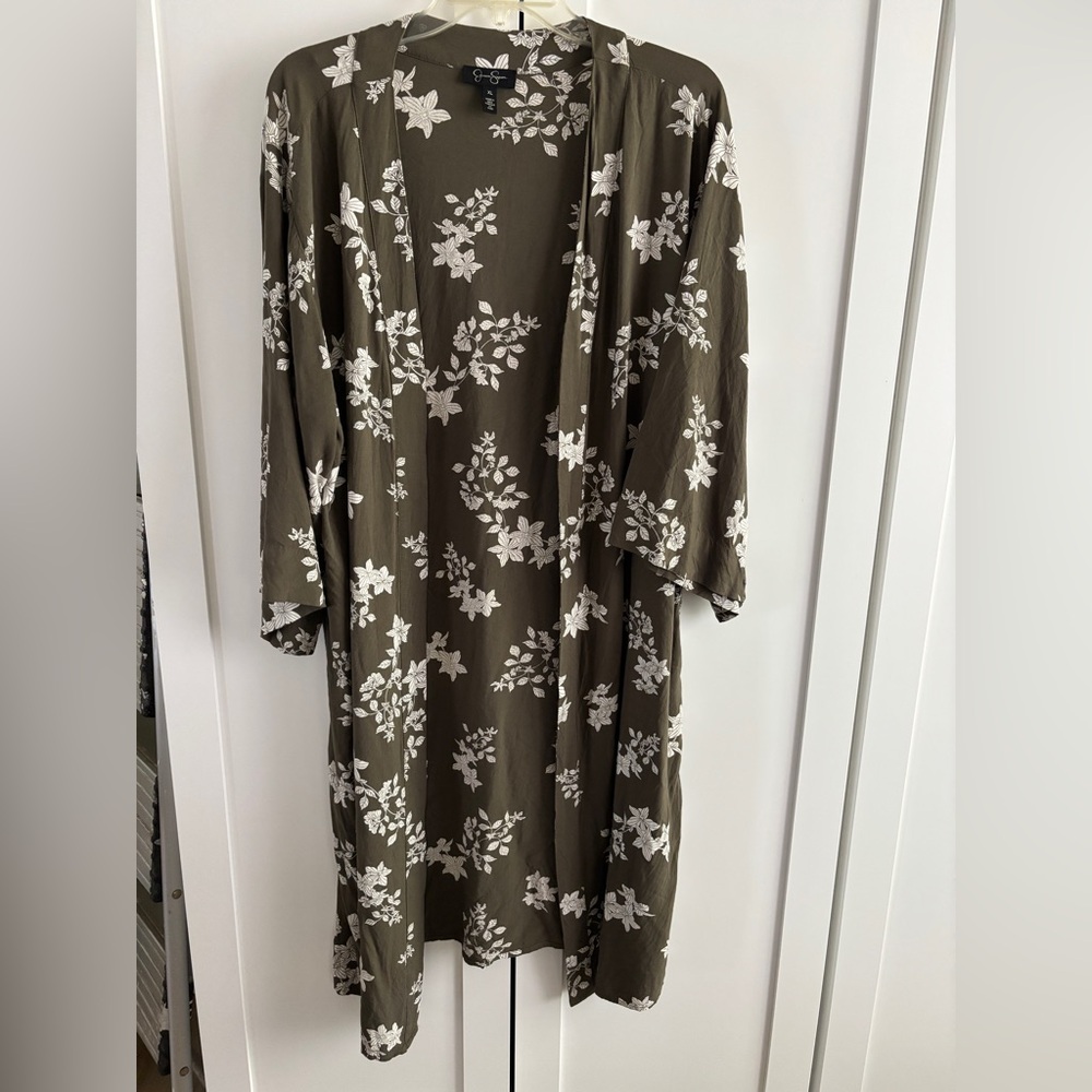 Jessica Simpson Olive Floral 3/4 Sleeve kimono